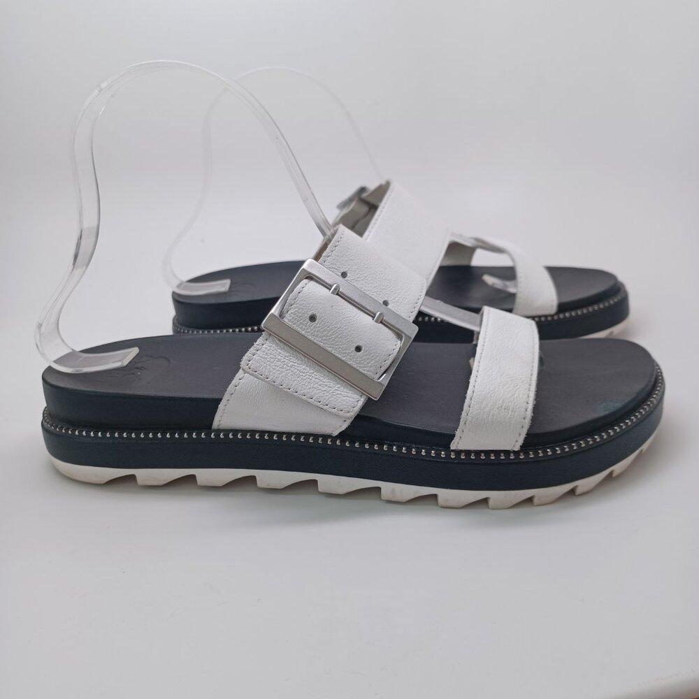 Sorel‎ Womens Sandals Roaming Two Strap Slip On Slide Wedge White Black Size 9.5 - Picture 6 of 16